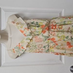 Maurices EUC floral ruffle midi dress sleeveless  Size Large